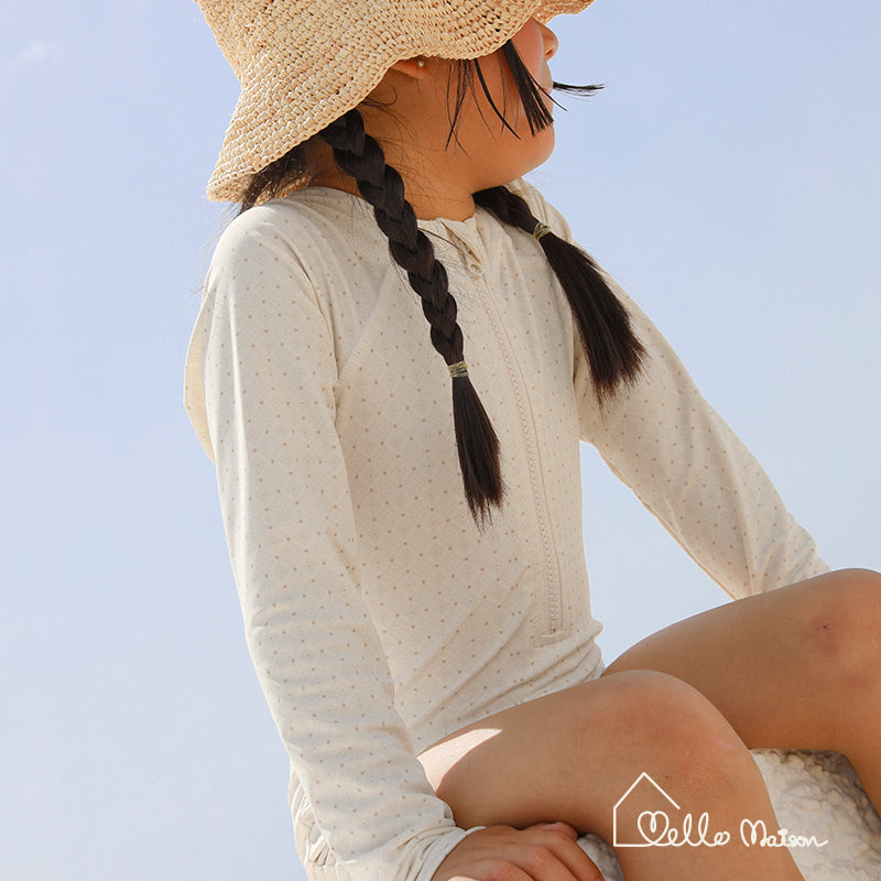 Long-Sleeve UPF Rash Guard Swimsuit with Square Cut