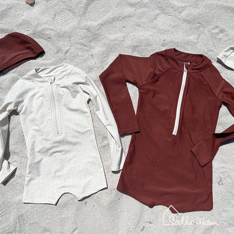 Long-Sleeve UPF Rash Guard Swimsuit with Square Cut