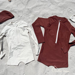 Long-Sleeve UPF Rash Guard Swimsuit with Square Cut