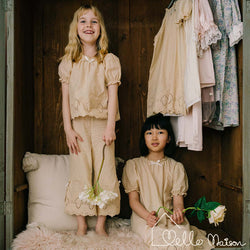 Beige Stitched Pajama Set