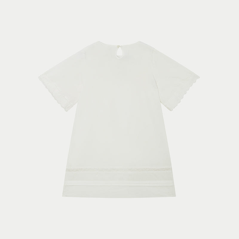 Creamy Emboridery Cotton Dress