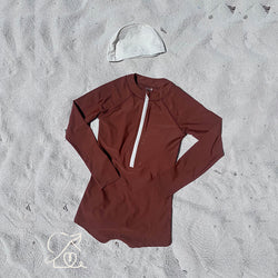 Long-Sleeve UPF Rash Guard Swimsuit with Square Cut