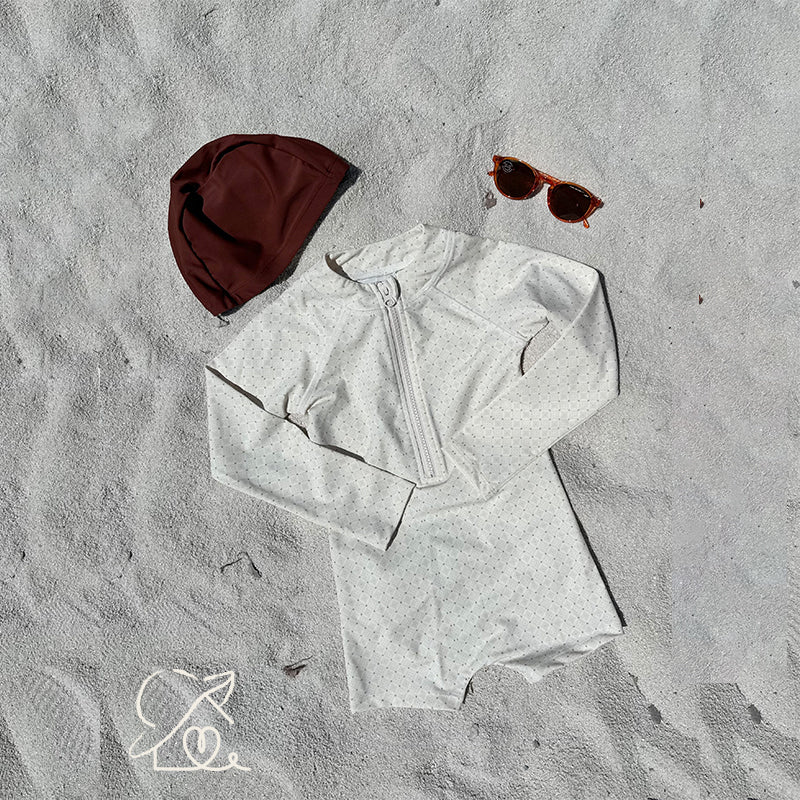 Long-Sleeve UPF Rash Guard Swimsuit with Square Cut