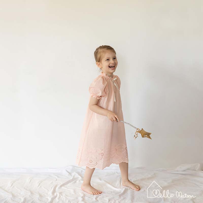 Pastal Embroidery Cotton Dress
